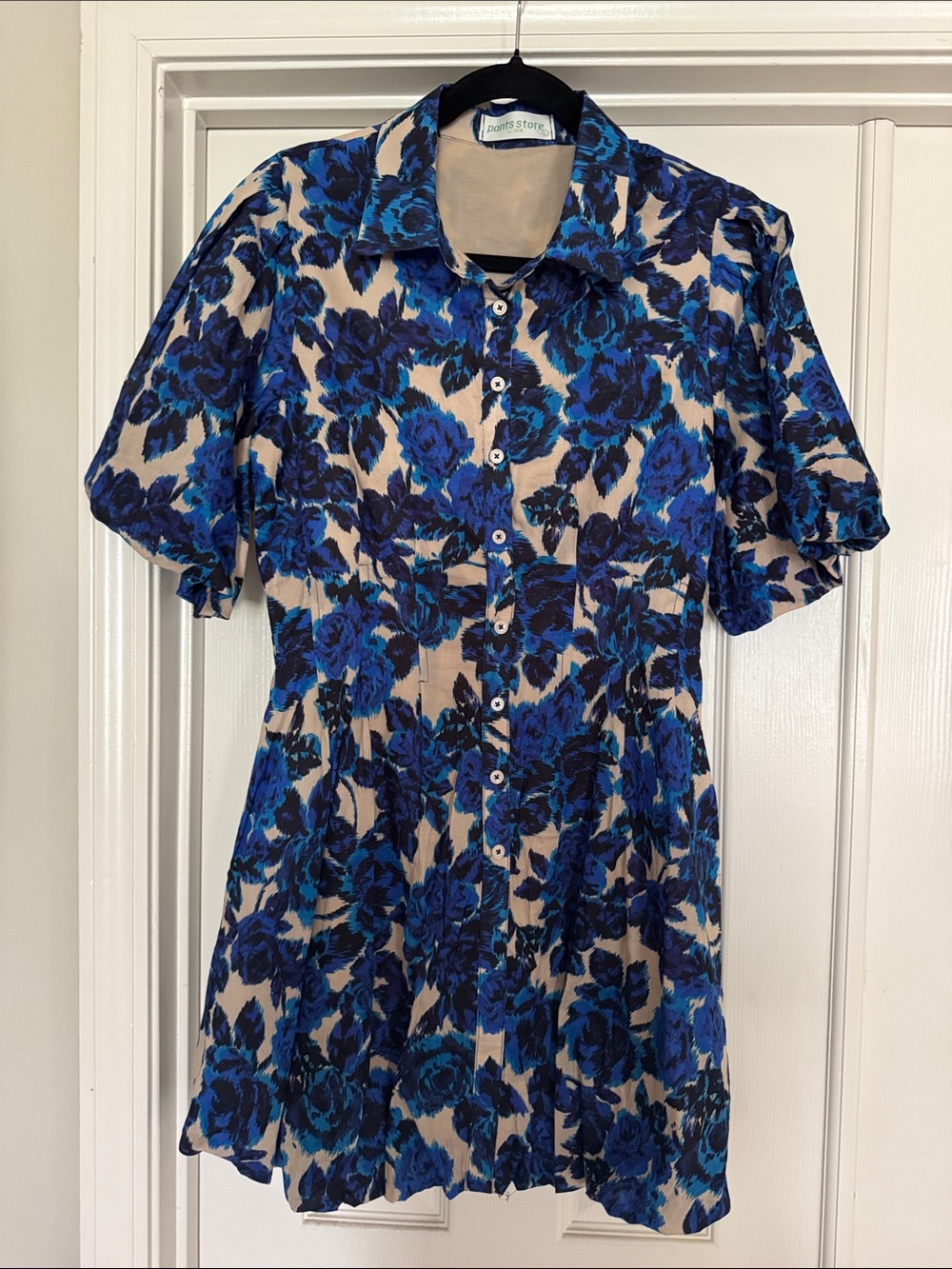 Pants Store Blue Floral Button-Front Women’s Dress